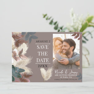 Pampas Gras Blätter Erdig Bohemian Save the Date Einladung