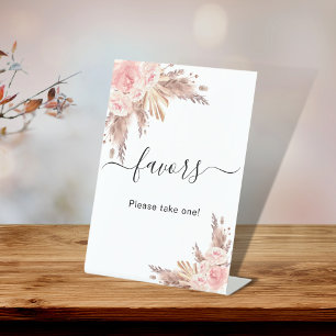 Pampas Gras Blush Rose Blumengeweih Zeichen Sockelschild