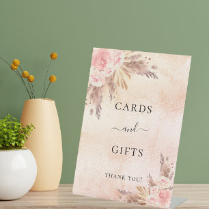 Pampas Gras Blush Rose Blumenkarten Geschenke Sockelschild