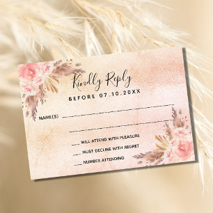 Pampas Gras Blütenblumen Boho UAWG RSVP Karte