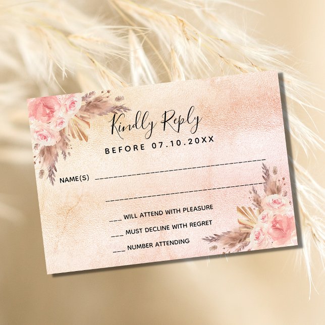 Pampas Gras Blütenblumen Boho UAWG RSVP Karte (Von Creator hochgeladen)