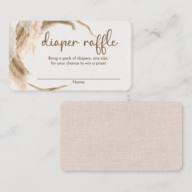 Pampas Gras Boho Baby Dusche Windelpreiskarten Begleitkarte (Vorne/Hinten)