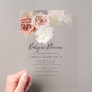Pampas Gras Boho Baby Shower Mädchen Acryleinladungen