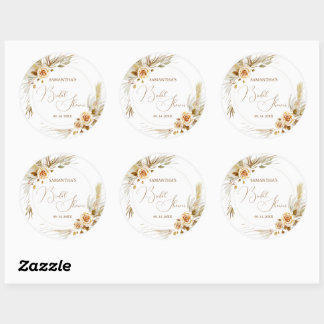 Pampas Gras boho elegant tropisch Runder Aufkleber