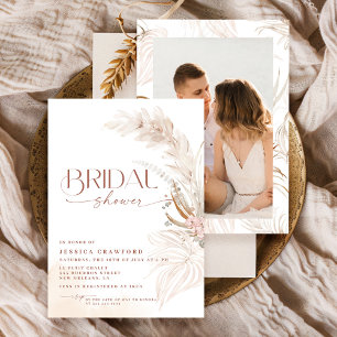Pampas Gras Boho Floral Foto Brautparty Einladung