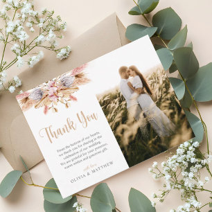 Pampas Gras Boho Floral Foto Hochzeit Danke