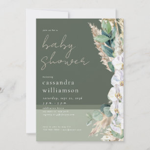 Pampas Gras Boho Florales Babyshower Einladung