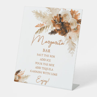 Pampas Gras Boho Margarita Bar Sockelschild