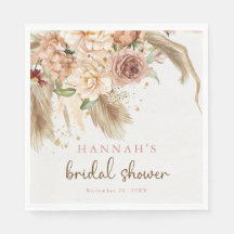 Pampas Gras Boho Rosen Brautparty Servietten