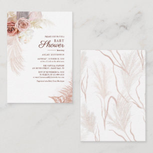Pampas Gras Boho Terrakotta Babyparty Mitteilungskarte