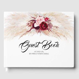 Pampas Gras Burgunderrot Hochzeit Gästebuch