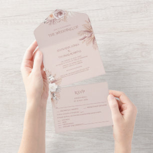 Pampas Gras Einladung zur Hochzeit mit RSVP in ein