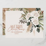 Pampas-Gras-Eukalyptus-Moody-Boho-Folie Folien Feiertagskarte<br><div class="desc">Pampas Gras Eukalyptus moody modernen boho elegante moderne Typografie Terrakotta,  schwarz,  natürlich und schlaue grüne Weihnachtskarte.</div>
