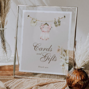 Pampas-Gras-Mädchen-Wäscheleine-Karten-Baby-Party Poster