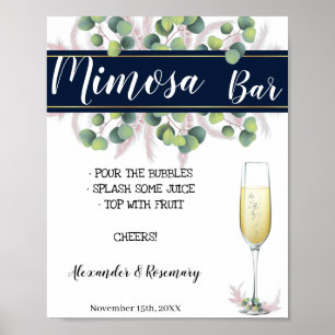 Pampas Gras Mimosa Bar Brautparty, Hochzeit Poster