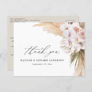 Pampas Gras Moderne botanische Böhmische Hochzeit Postkarte