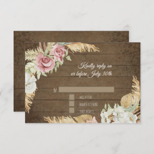Pampas Gras Palm Pink Blütenblätterung RSVP Karte