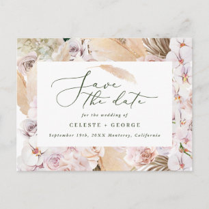 Pampas gras palmenblättrig orchid moderne rustikal ankündigungspostkarte