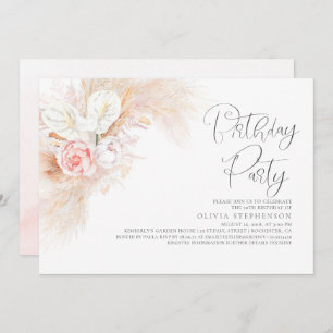 Pampas Gras Rosa Blüte jedes Alter Geburtstag Einladung