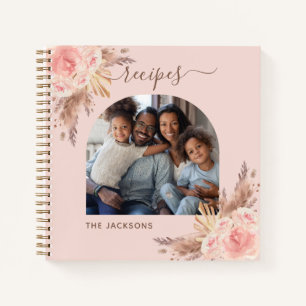 Pampas-Gras-Rosa-Blüten-Foto Notizbuch