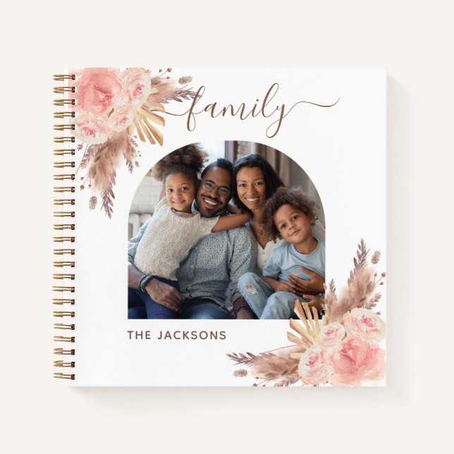 Pampas Gras Rosa Foto Boho Notizbuch (Vorderseite)