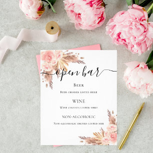 Pampas Gras Rose Blumenkarte Bar Flyer