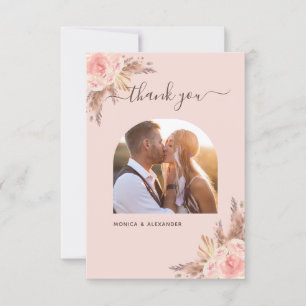 Pampas Gras Rose Gold Foto Hochzeit Dankeskarte