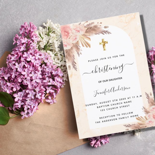 Pampas-Gras-Rose, röstliches Marmormädel Einladung (Von Creator hochgeladen)