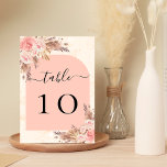 Pampas-Gras-Rose Tischnummer<br><div class="desc">Goldener Marmor und ein goldener Rose mit boho-artigen Pampas-Gras, vergoldetem Rose und rot-rosa Blumen. Personalisieren Sie Ihre Tischnummern und fügen Sie sie einzeln hinzu.</div>