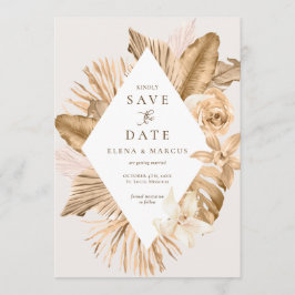 Pampas-Gras Save the Date, getrocknet, aus Goldled Einladung
