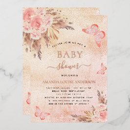 Pampas-Gras-Schmetterlinge mit Baby-Dusche Folieneinladung