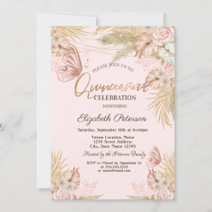 Pampas Gras Schmetterlinge Quinceañera Einladung