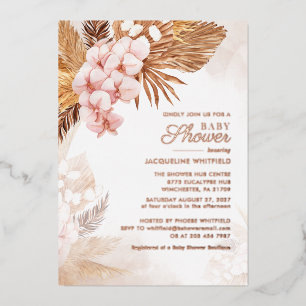 Pampas-Gras Terrakotta-Blumen-Baby-Party Gold Folieneinladung