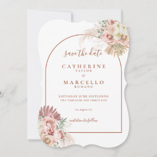 Pampas Gras Terrakotta-Bogen Florale Hochzeit Save The Date