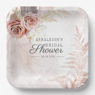 Pampas Gras Terrakotta Boho Chic Brautparty Pappteller