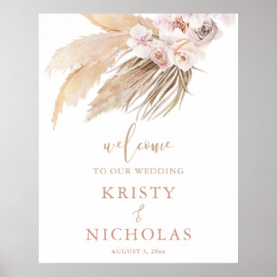 Pampas Gras Thema Hochzeit Begrüßungszeichen Poster