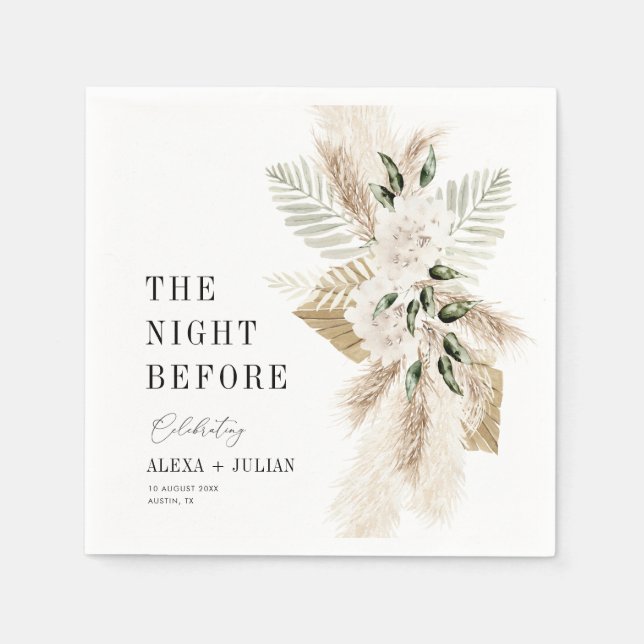 Pampas Gras und Grünpflanzen Nacht vor Serviette (Vorderseite)