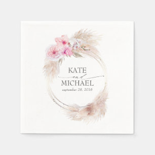 Pampas Gras und rosa Orchideen tropisch Serviette