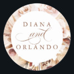 Pampas Grass and Cream Blume Boho Wedding Runder Aufkleber<br><div class="desc">Hochzeitskleber für Pampas-Gras</div>