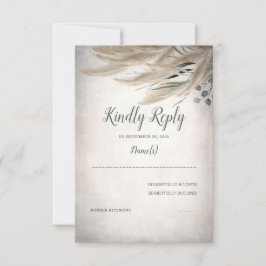 Pampas Grass and Greenerity Wedding RSVP Karte