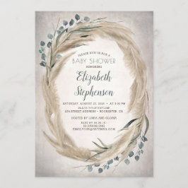 Pampas Grass and Greenery Boho Baby Shower Einladung