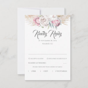 Pampas Grass and Pink King Protea Wedding RSVP