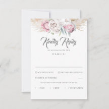 Pampas Grass and Pink King Protea Wedding RSVP