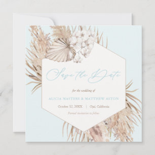 Pampas Grass Aqua Neutrale Hochzeit retten das Dat Save The Date