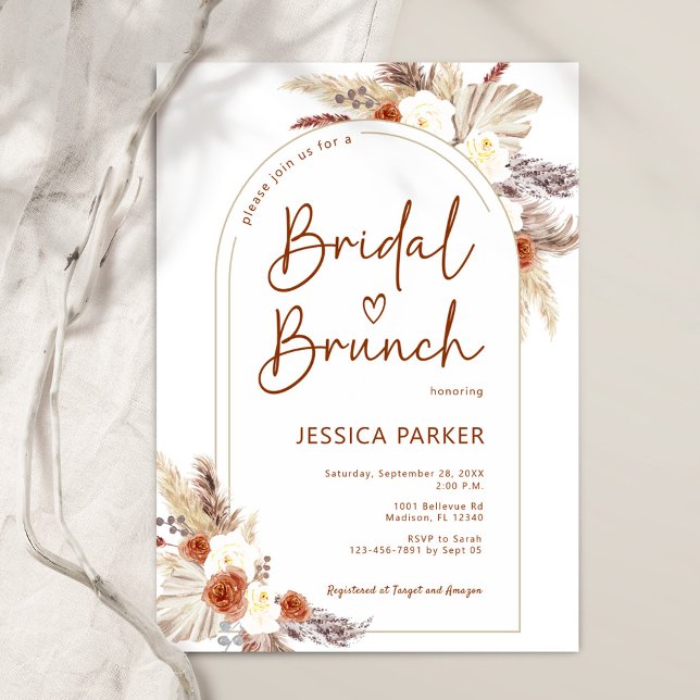 Pampas Grass Arch Terracotta Boho Bridal Brunch Einladung (Von Creator hochgeladen)