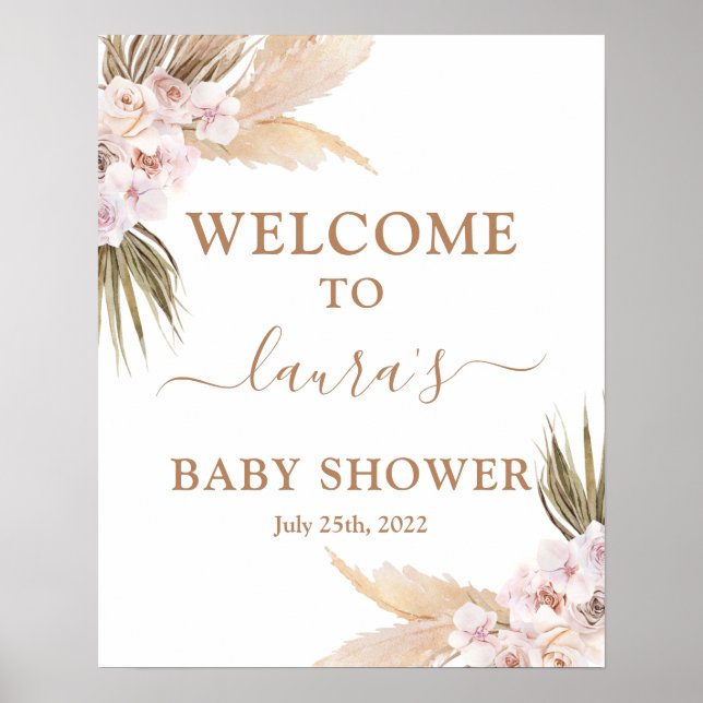 Pampas Grass Baby Dusche Begrüßungszeichen Poster (Vorne)