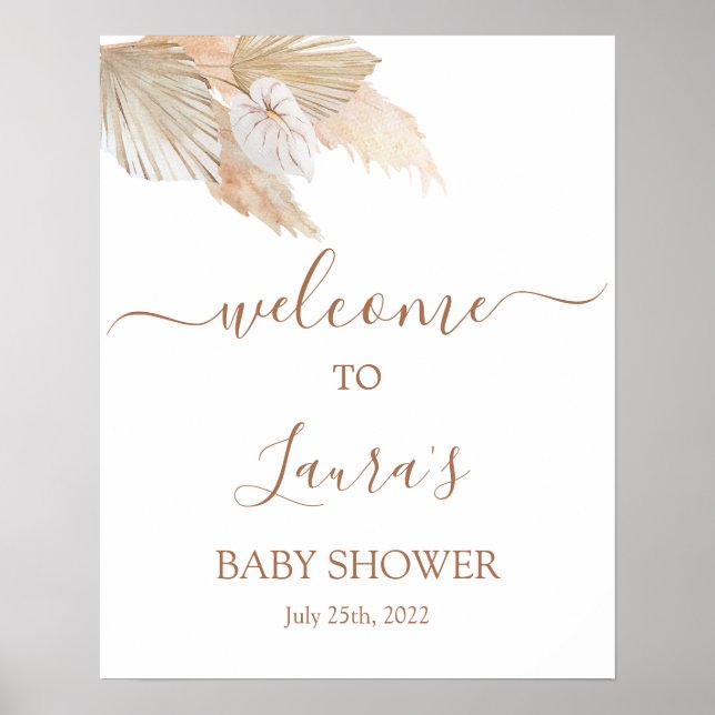 Pampas Grass Baby Dusche Begrüßungszeichen Poster (Vorne)