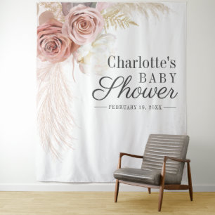 Pampas Grass Baby Dusche Terracotta Hintergrund Wandteppich
