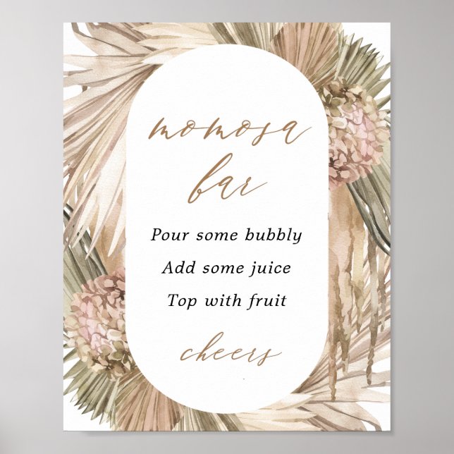 Pampas Grass Baby Shower Momosa Bar Poster (Vorne)