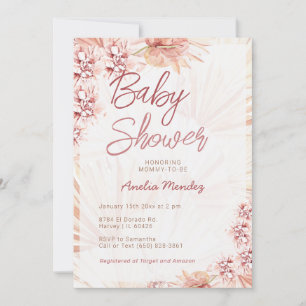 Pampas Grass Baby Shower Neutral Girl Boy Bohemisc Einladung